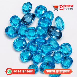 Collection of faceted Blue Zircon gemstones in different shapes and sizes