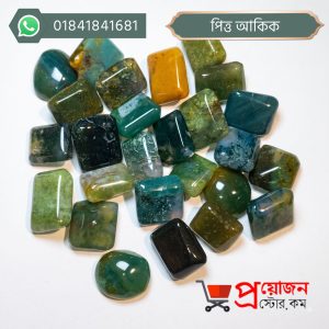 Large collection of loose polished rectangular, square, and oval natural green moss agate Pitta Akik gemstones by Proyojonstore